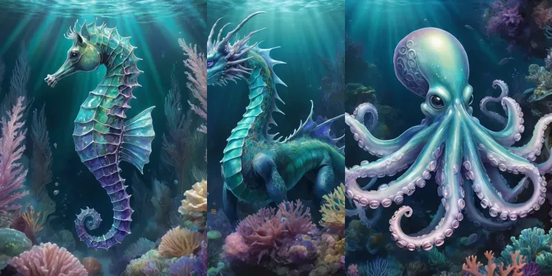 Mystical Ocean Creatures Underwater generated by undefined