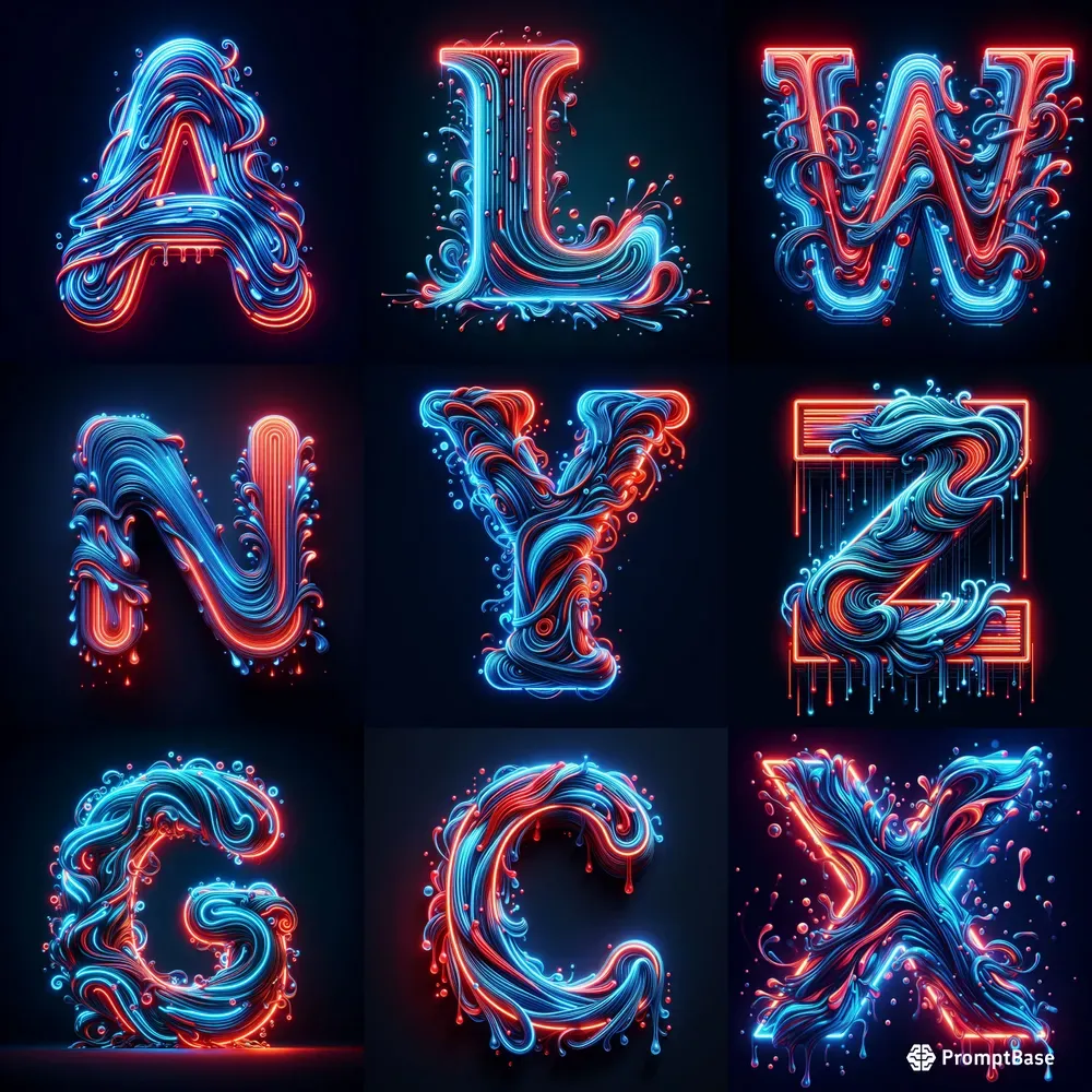 Dynamic Neon Letter Art