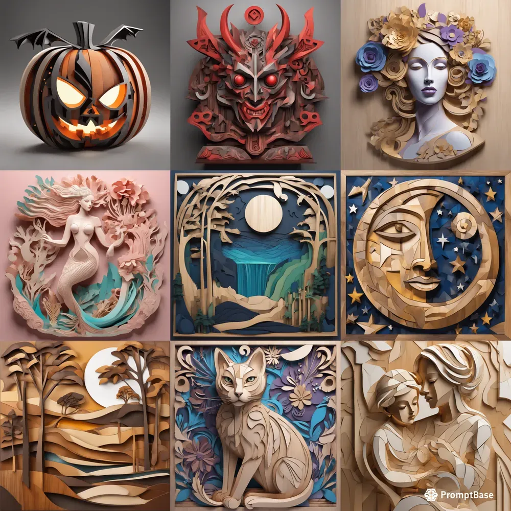 Cubist Wood Sculptures