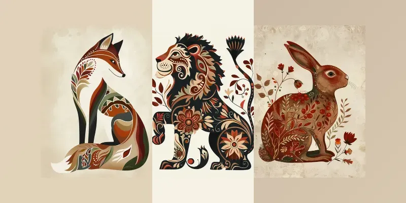Scandinavian Folk Art Based On Animals generated by undefined