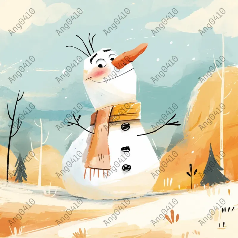 Cute Cartoon Characters In Watercolor Style