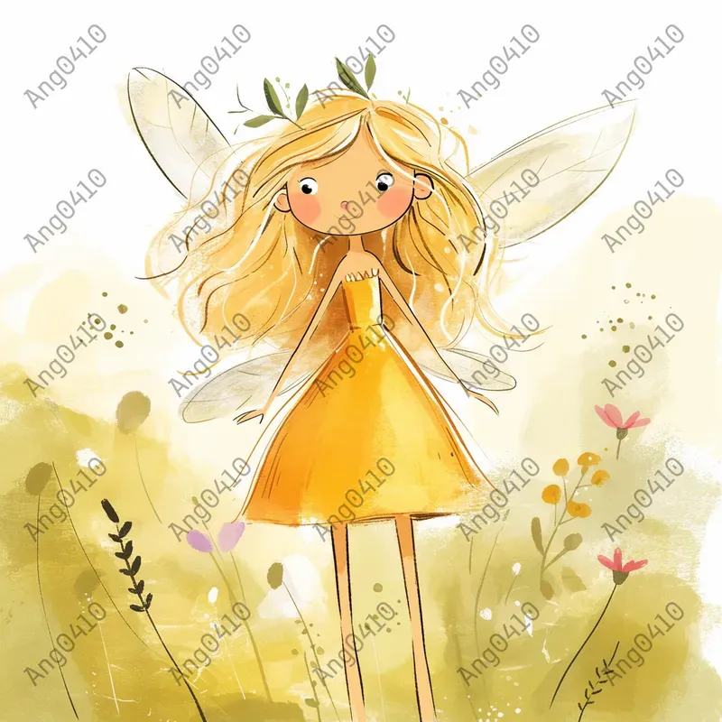 Cute Cartoon Characters In Watercolor Style