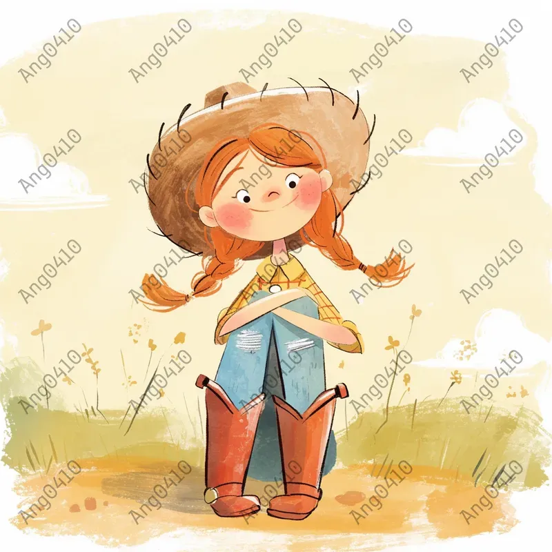 Cute Cartoon Characters In Watercolor Style