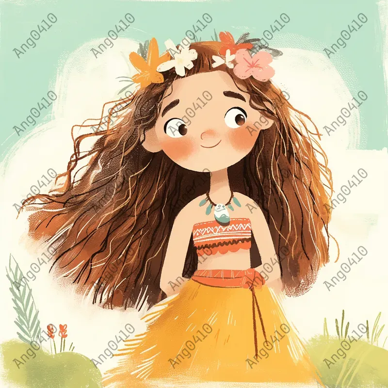 Cute Cartoon Characters In Watercolor Style