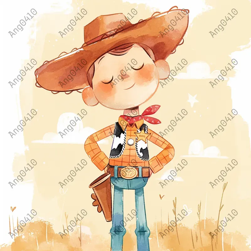 Cute Cartoon Characters In Watercolor Style