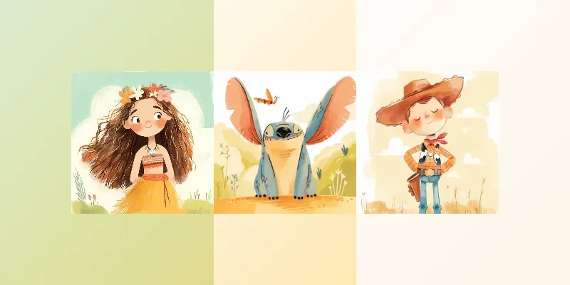 Cute Cartoon Characters In Watercolor Style generated by undefined