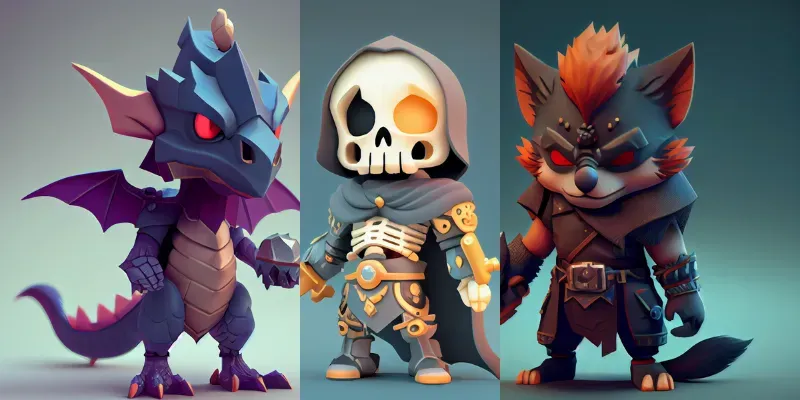 Enemy Characters In Chibi 3D Style generated by undefined