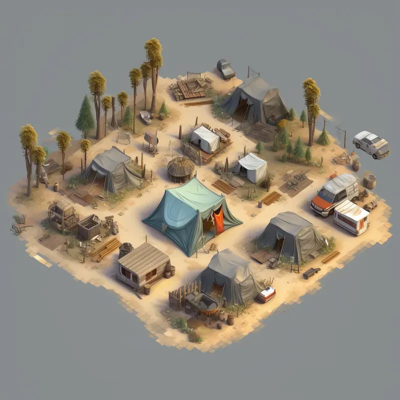 3D Rendered Isometric Design Game Scenes