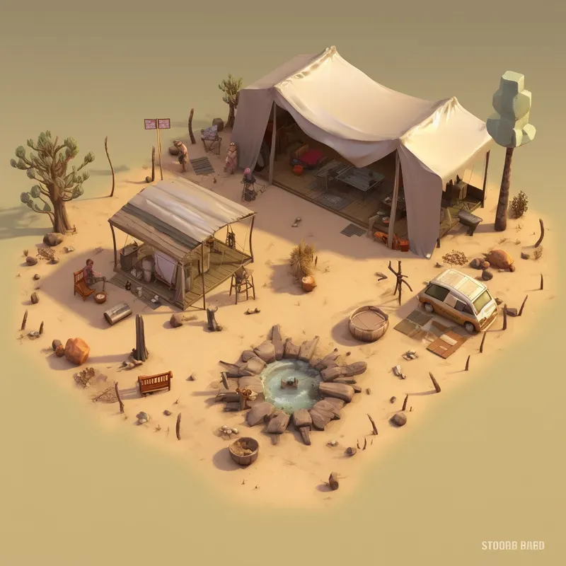 3D Rendered Isometric Design Game Scenes