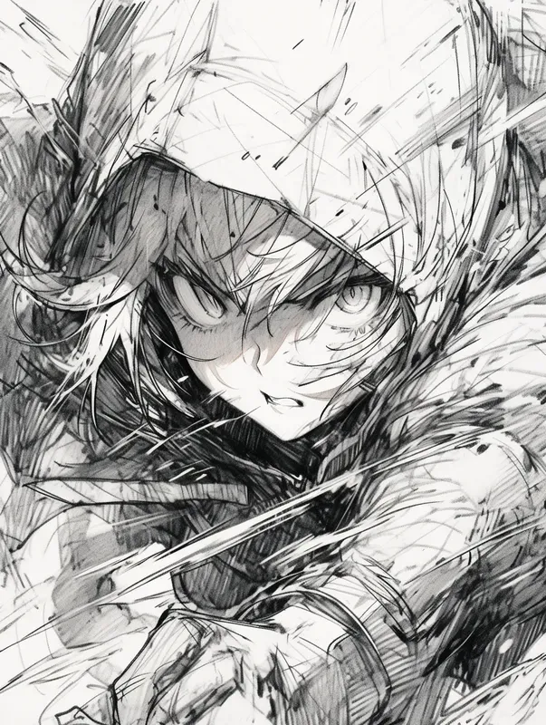 Cross Hatching Style Manga Pencil Art