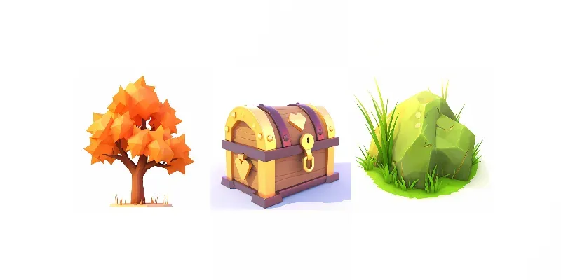 Low Polygonal 3D Models For Game Assets generated by undefined