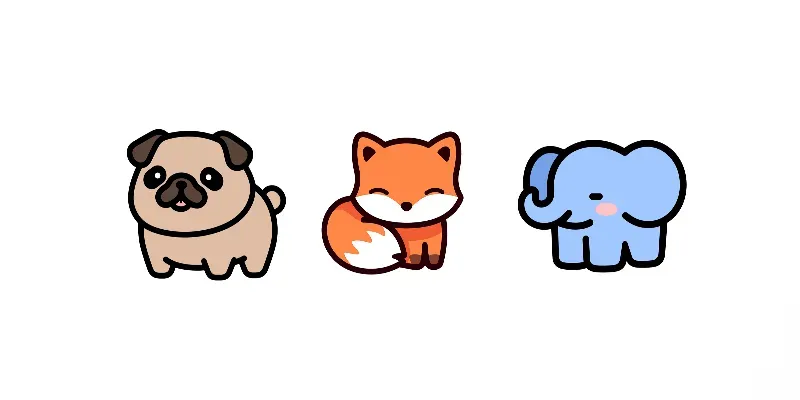 Cute Lineal Kawaii Animal Icon Stickers generated by undefined