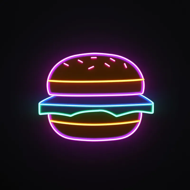 2D Colorful Lineal Neon Style Icons Art