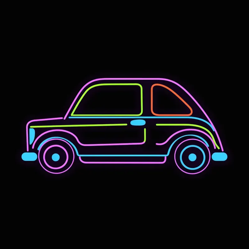 2D Colorful Lineal Neon Style Icons Art