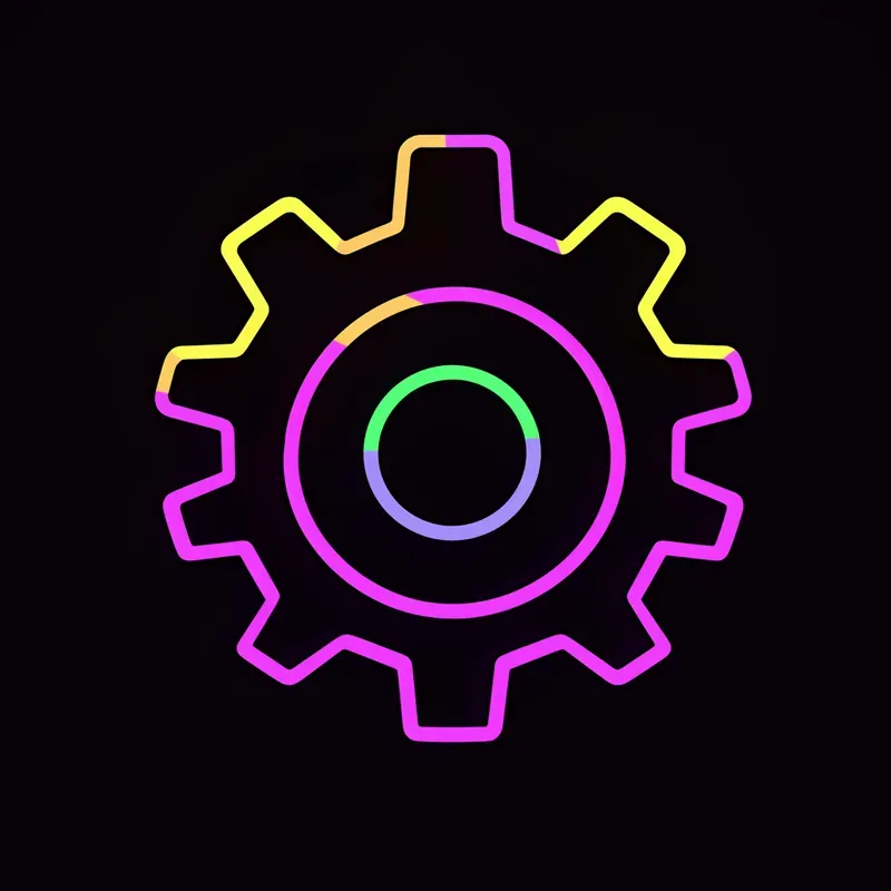 2D Colorful Lineal Neon Style Icons Art