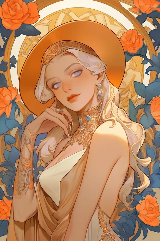 Victorian Mucha Style Portrait Cover Art