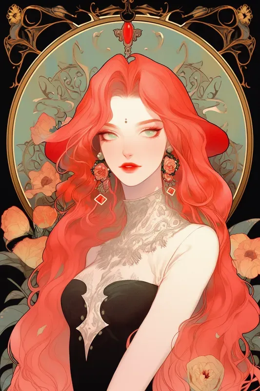 Victorian Mucha Style Portrait Cover Art