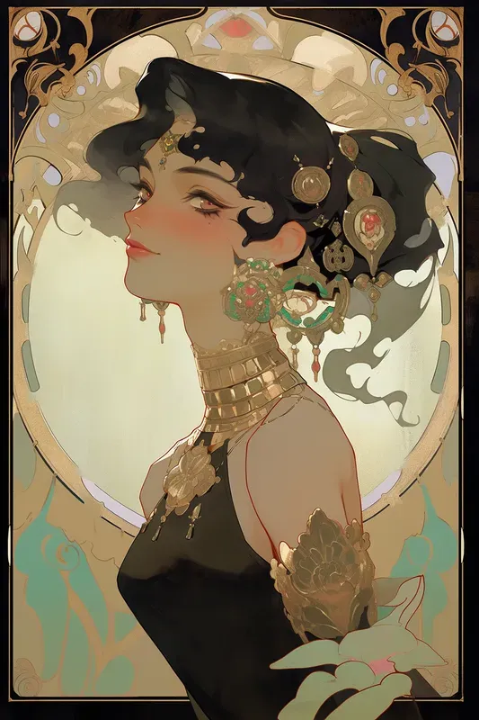 Victorian Mucha Style Portrait Cover Art