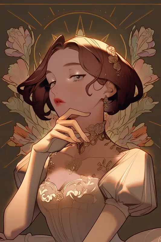 Victorian Mucha Style Portrait Cover Art