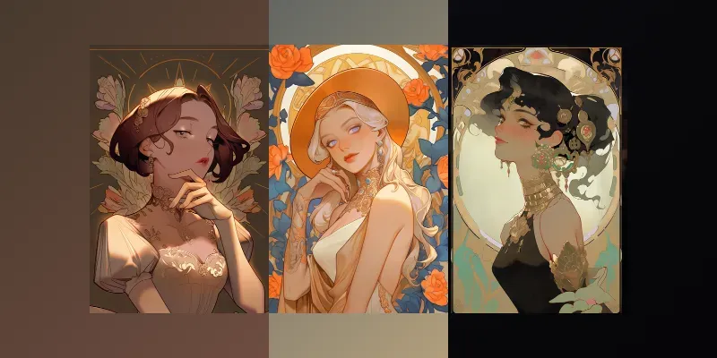 Victorian Mucha Style Portrait Cover Art generated by undefined