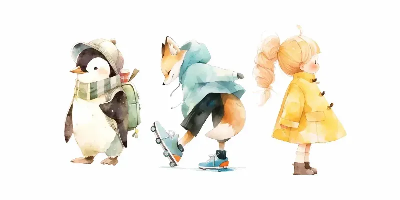 Elegant Watercolor Cartoon Characters generated by undefined