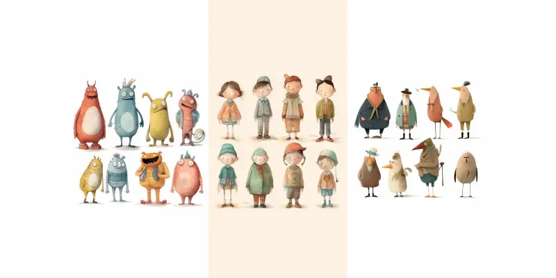 Whimsical Characters Sheets generated by undefined