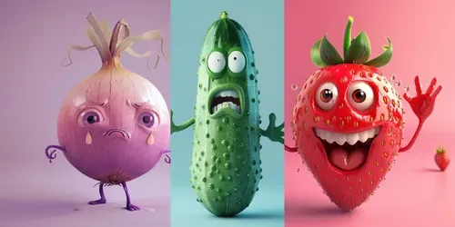 3D Veggie Fruit Characters generated by midjourney