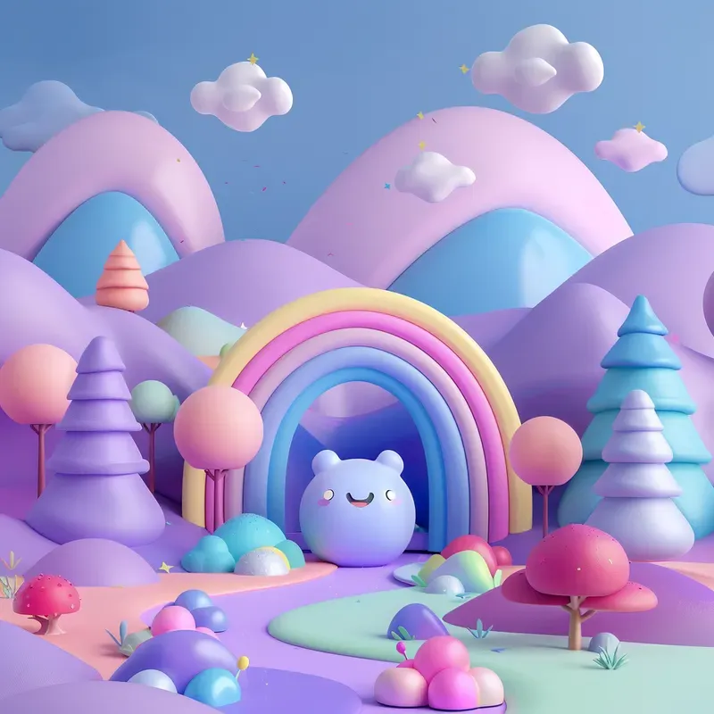 Cheerful 3D Whimsical Landscapes