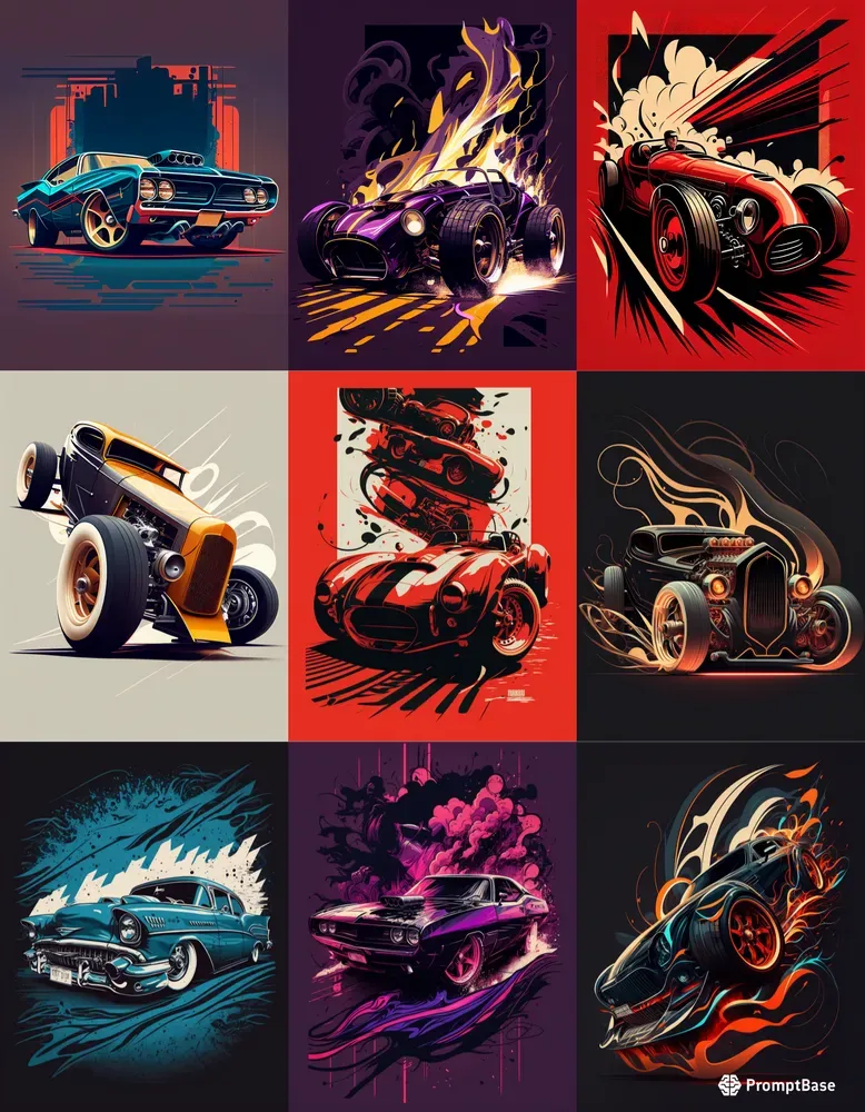 T-shirt Cars Illustrations Designs