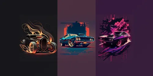 T-shirt Cars Illustrations Designs generated by midjourney