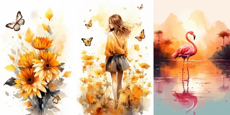 Abstract Art Modern Watercolor Paintings generated by undefined