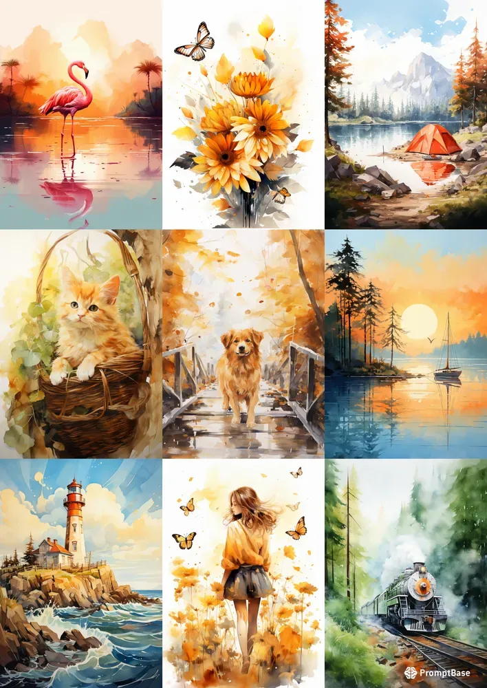 Abstract Art Modern Watercolor Paintings