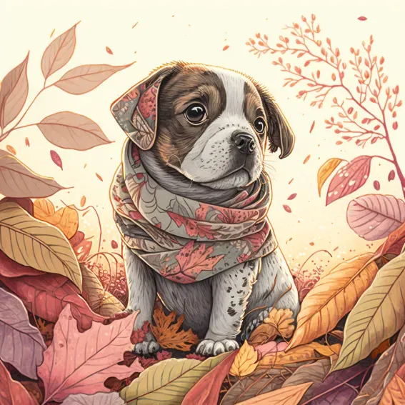 Cute Illustrations Pets In Different Seasons