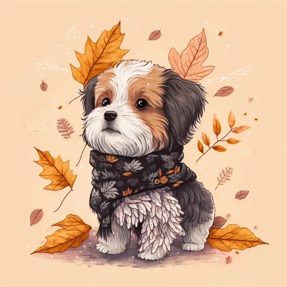 Cute Illustrations Pets In Different Seasons