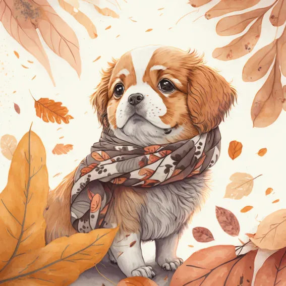 Cute Illustrations Pets In Different Seasons