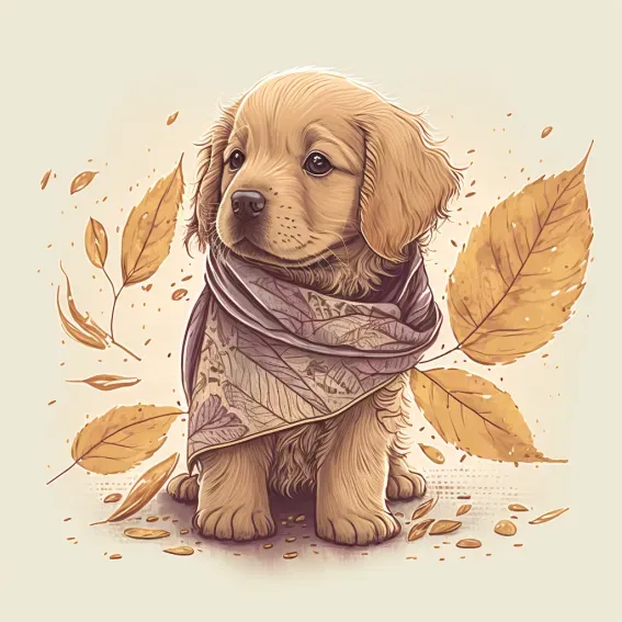 Cute Illustrations Pets In Different Seasons