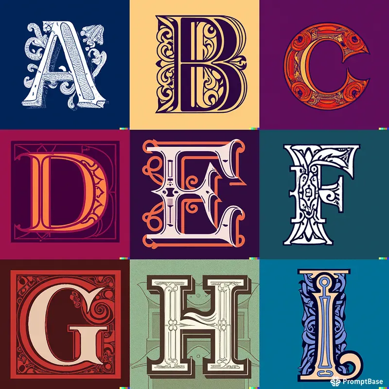 Intricate Book-style Typographic Letters
