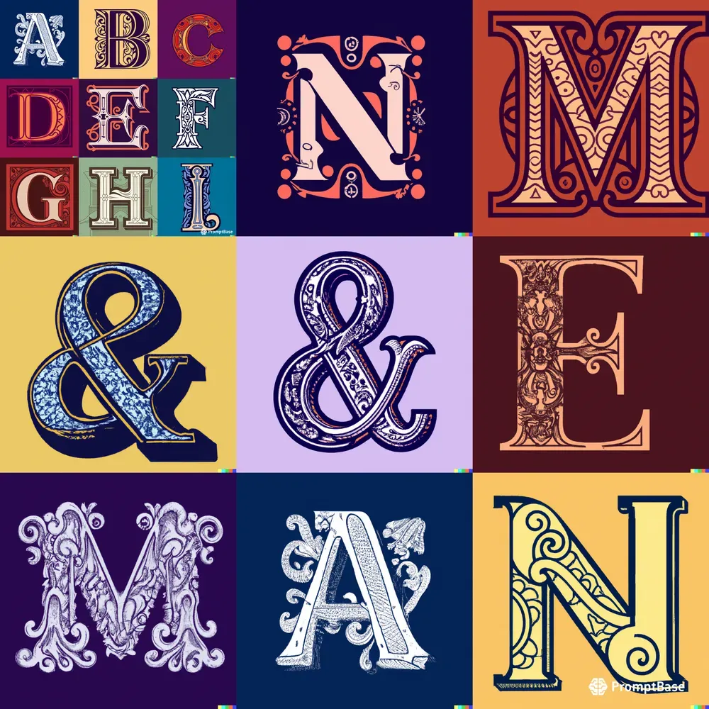 Intricate Book-style Typographic Letters