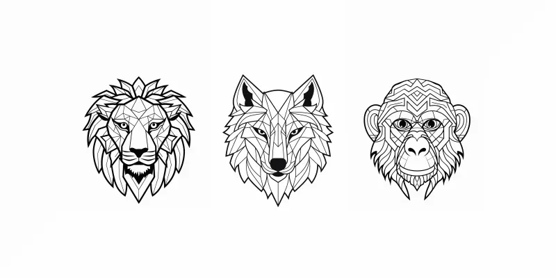 Geometric Animal Head Coloring Book Pages generated by undefined