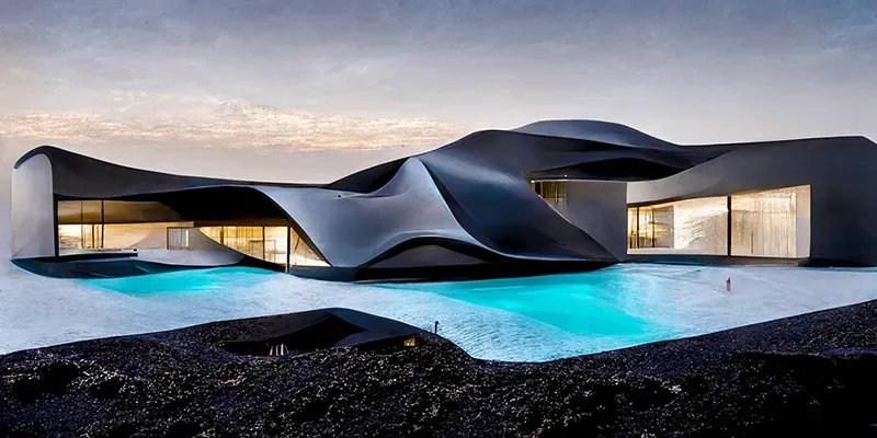 Matte Black Architectural Villa generated by undefined