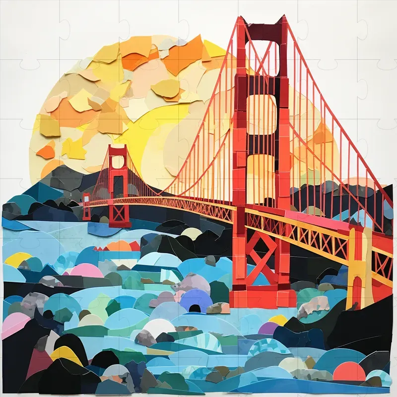 Fun Modern Colorful Paper Collage Art