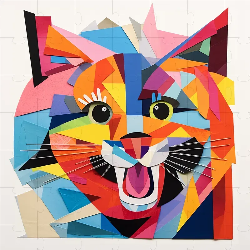 Fun Modern Colorful Paper Collage Art