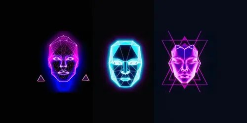 Symmetrical Neon Faces generated by dalle