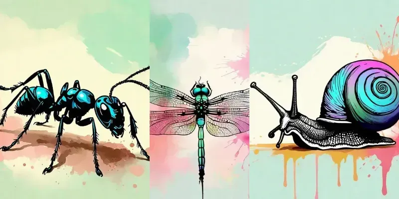Insect Pastel Ink Paintings