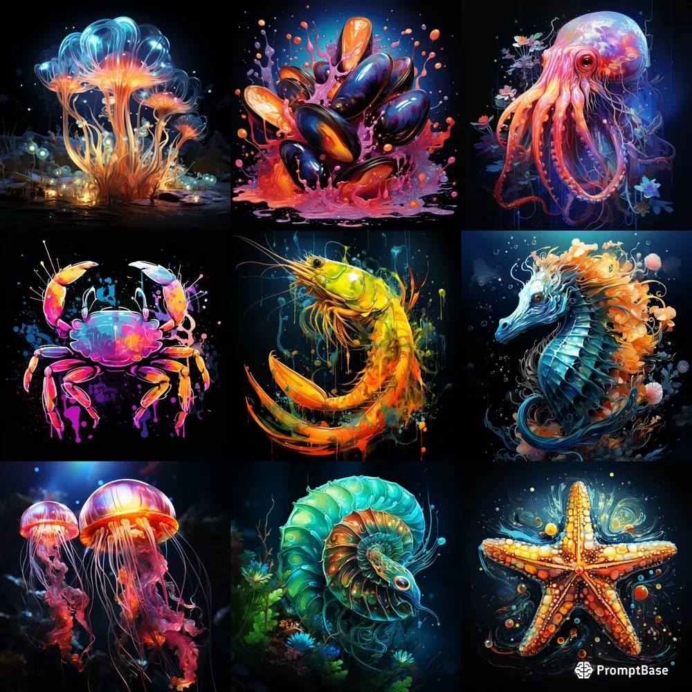 Fluorescent Neon Marine Lives