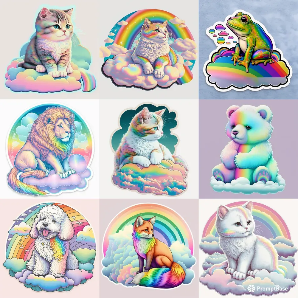 Animals On Cloud Stickers