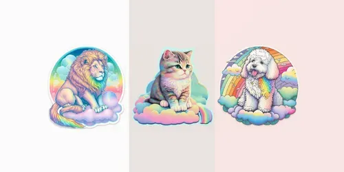 Animals On Cloud Stickers generated by midjourney