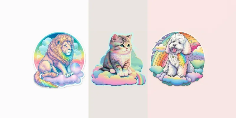 Animals On Cloud Stickers generated by undefined