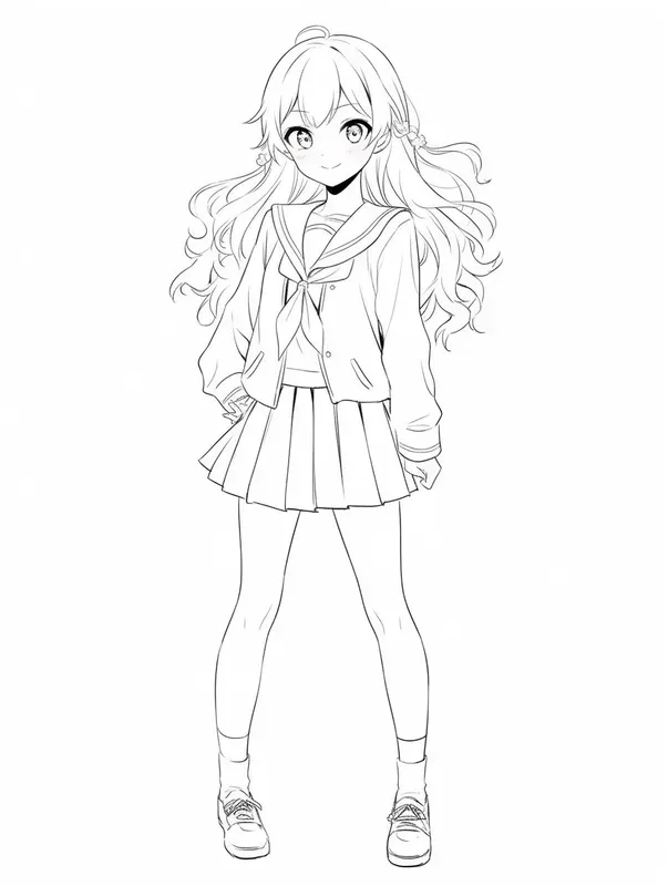 Anime Girl For Coloring Book
