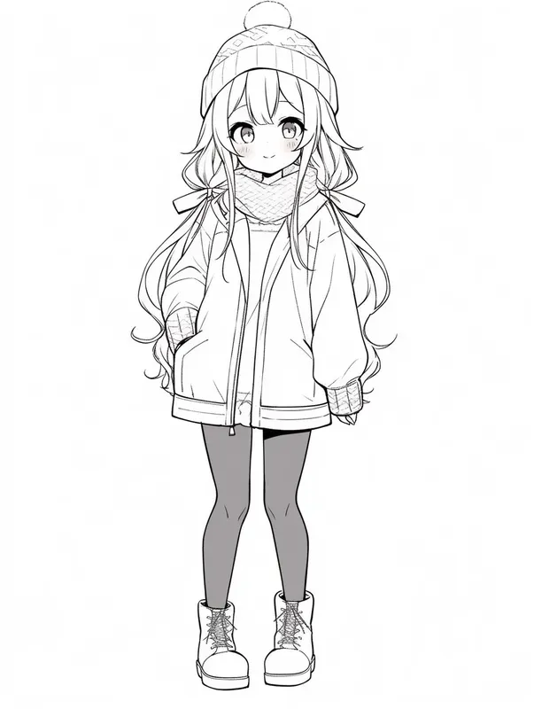 Anime Girl For Coloring Book